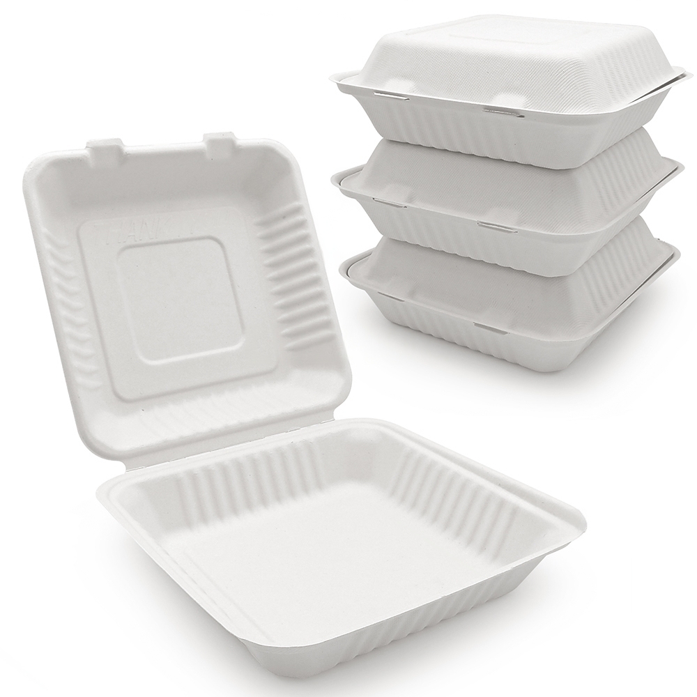 9X9 Bagasse Clamshell Container