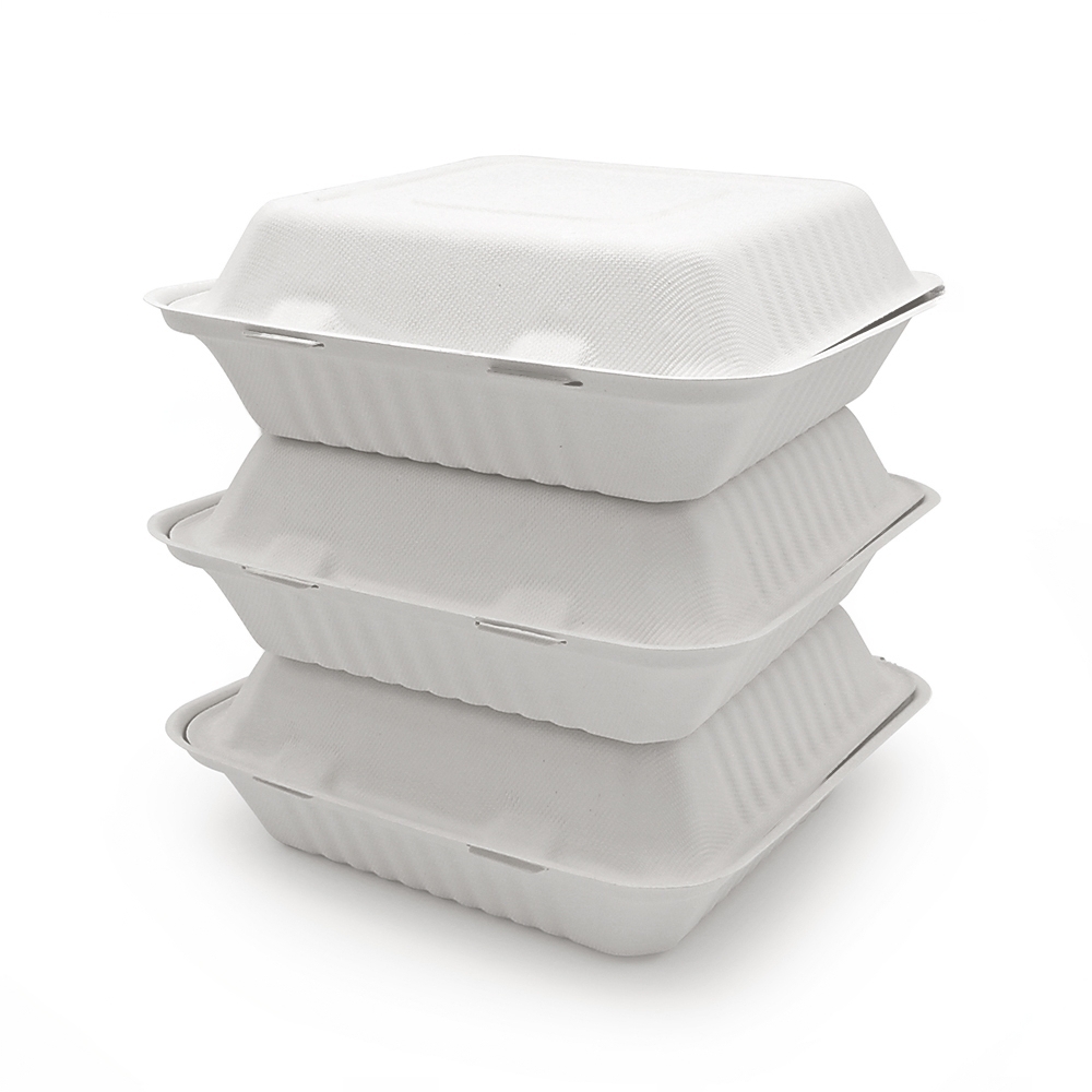 9X9 Bagasse Clamshell Container