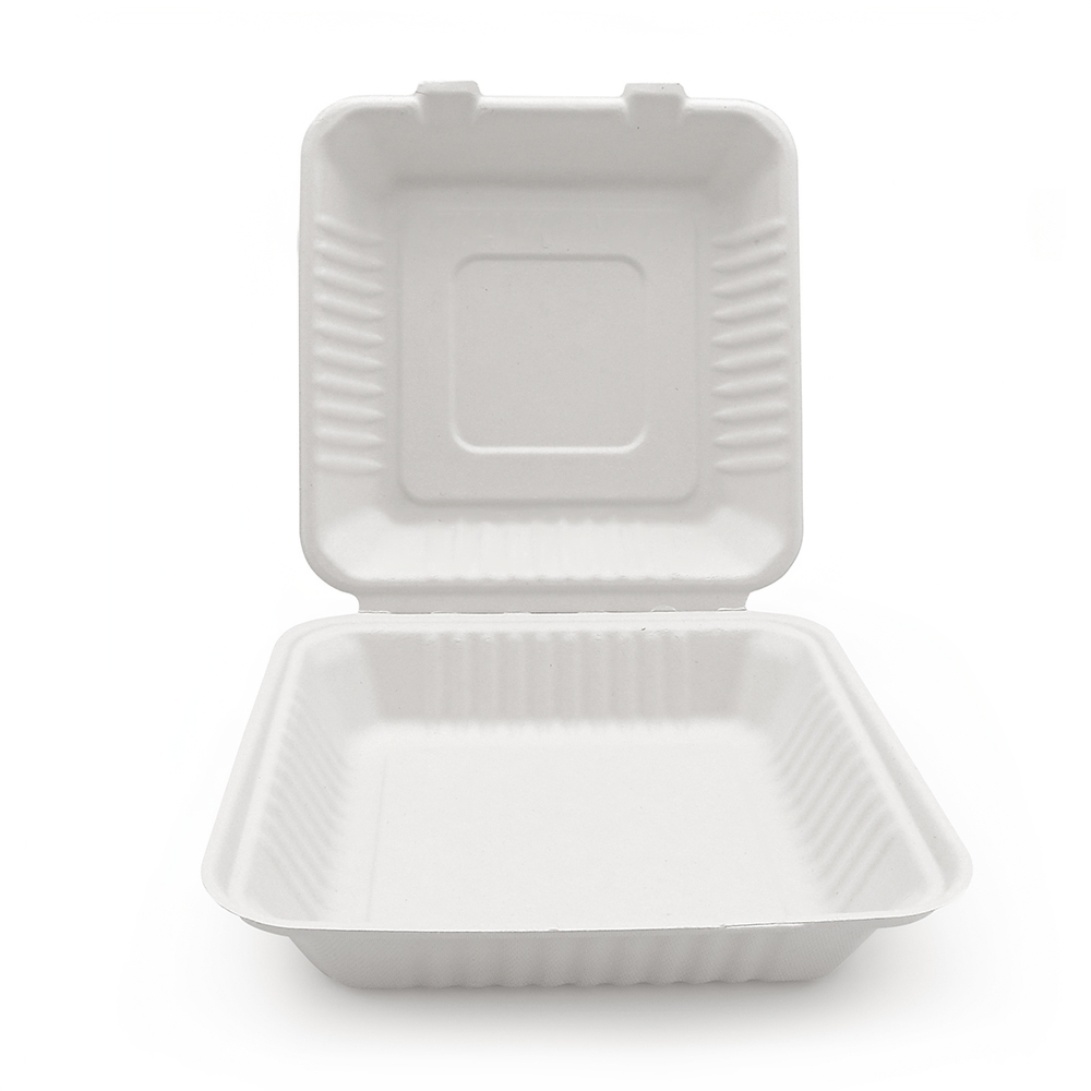 9X9 Bagasse Clamshell Container