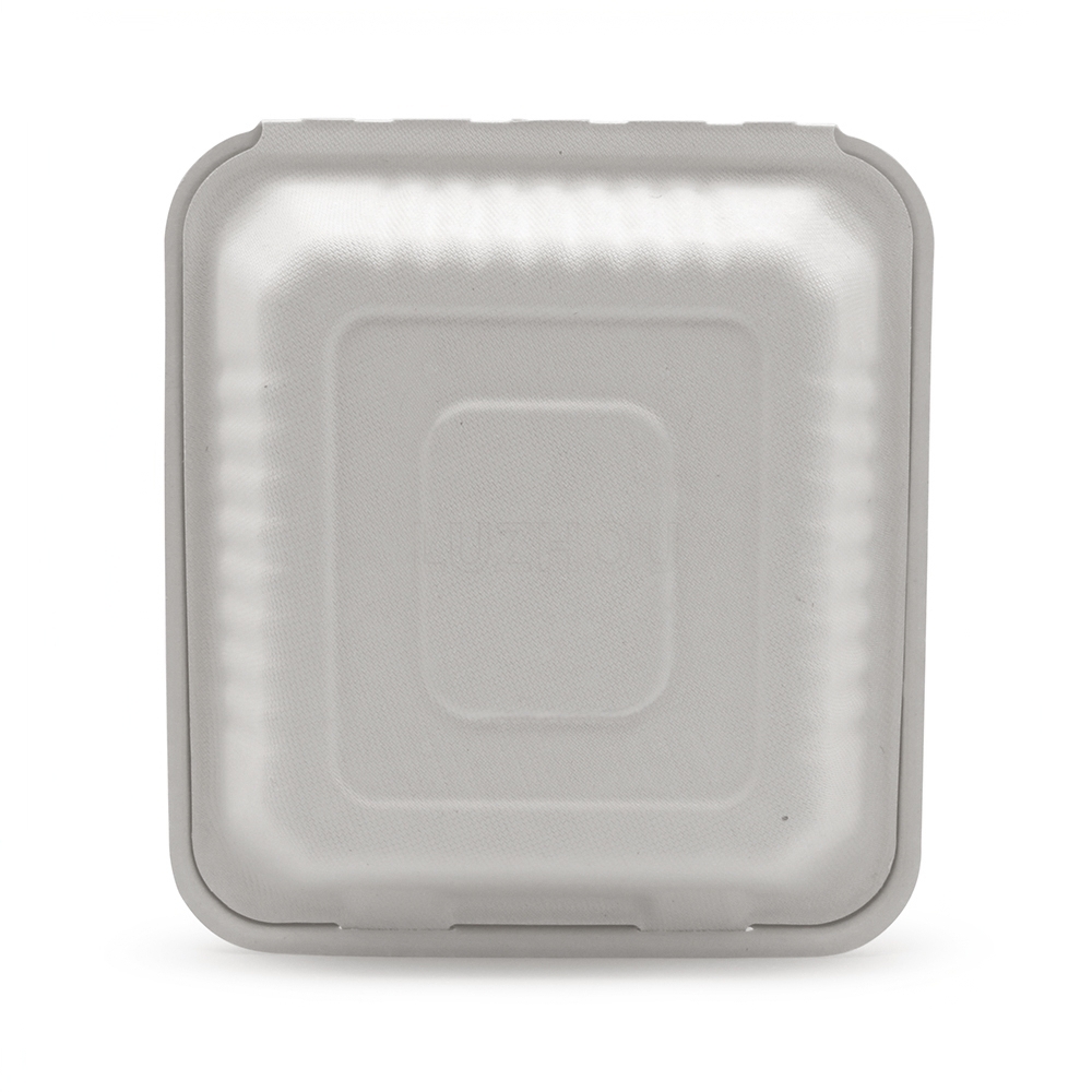 100% Compostable Clamshell To Go Boxes For Food 8X8" 3-Compartment Disposable Take Out Containers, Made of Biodegradable Sugar Cane, Eco-Friendly Bagasse, Heavy-Duty ToGo Containers For Food